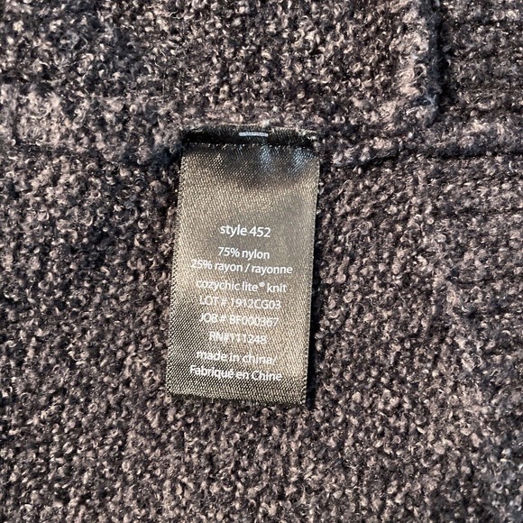 BAREFOOT DREAMS Cozychic Lite Circle Cardigan Heathered Carbon Black/ Gray L XL - Picture 8 of 9